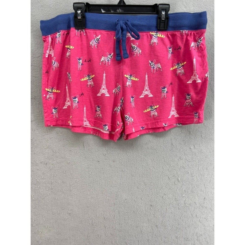Nite Nite MUNKI MUNKI Pajamas Women L Pink PJ Shorts French Bulldogs Paris 2pc - Picture 9 of 15